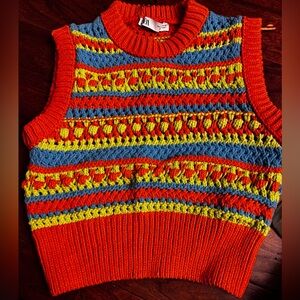 Zara Crochet Knit Sleeveless Crop Top - Orange/Green/Blue